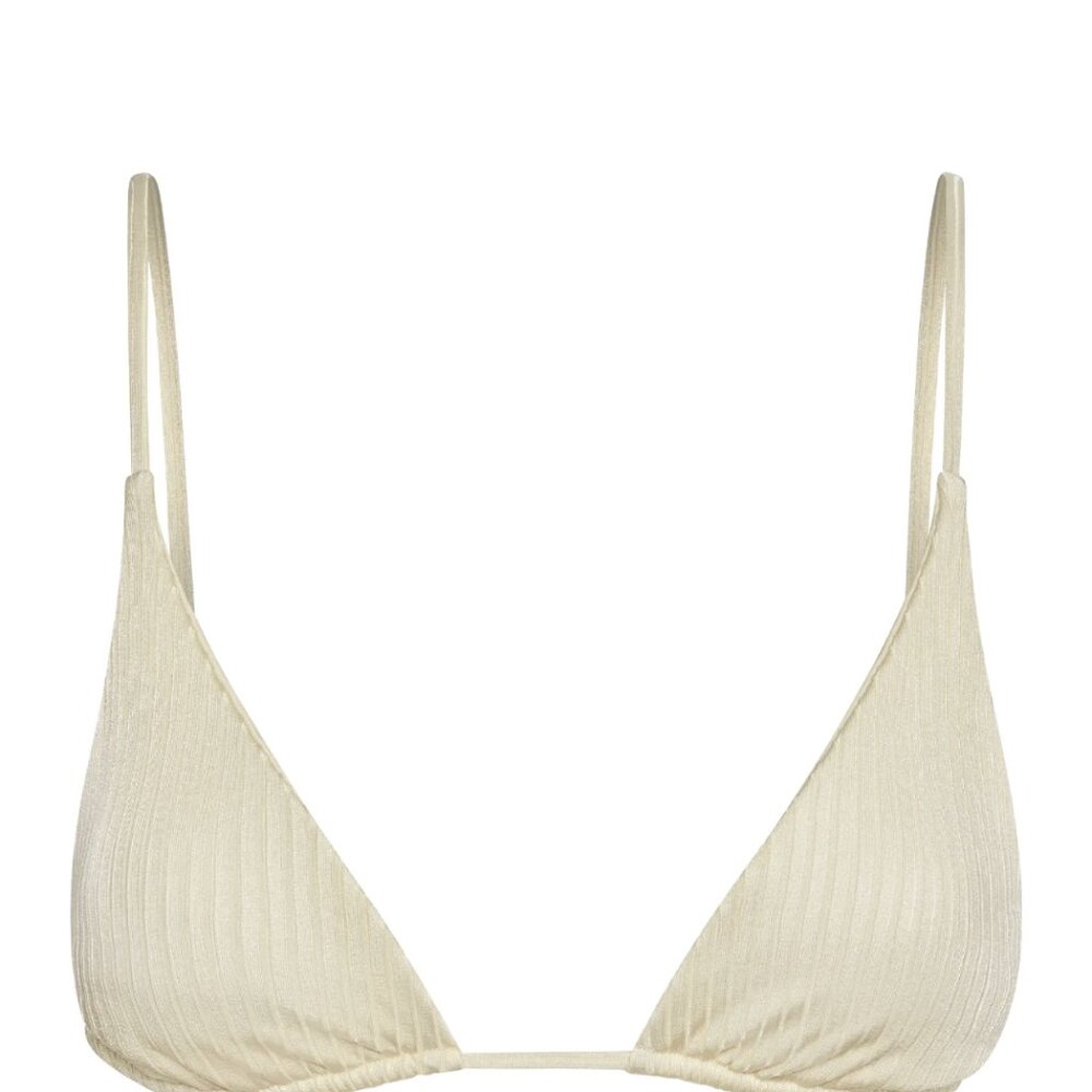 Monday Swimwear bikini top kaui ivory shiny rib Medium New NWT